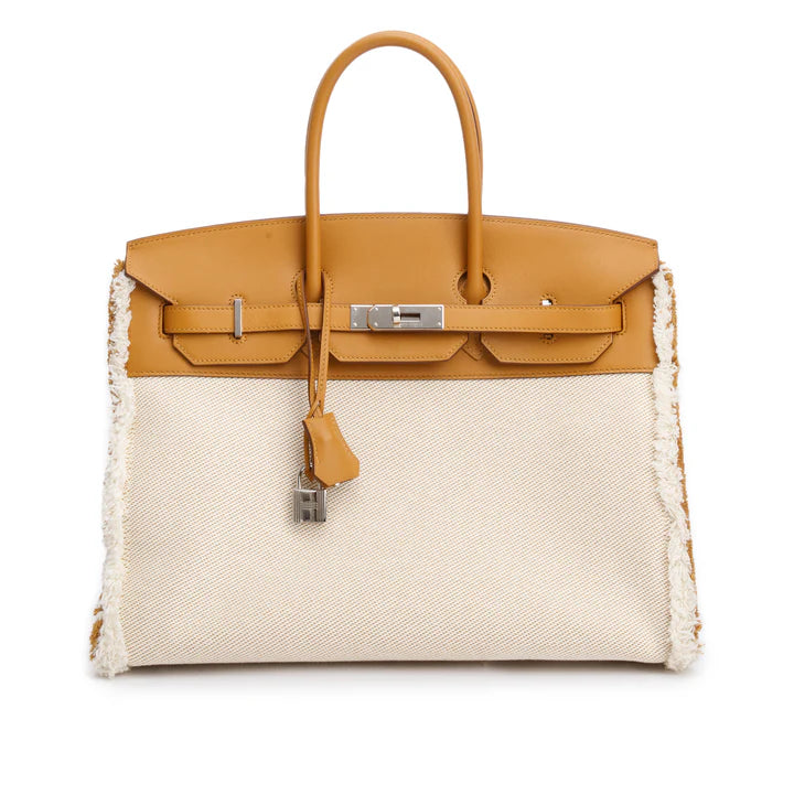 Hermes 2021 Limited Edition Sesame Swift And Ecru Toile H Fray Fray Birkin 35 Item No: 67965