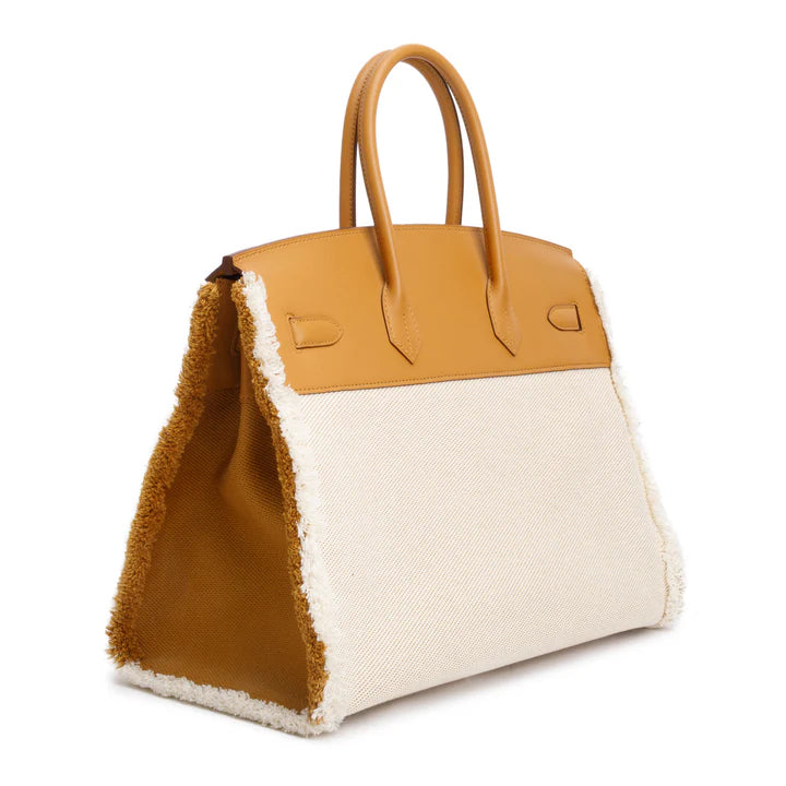 Hermes 2021 Limited Edition Sesame Swift And Ecru Toile H Fray Fray Birkin 35 Item No: 67965