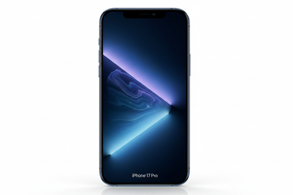 I PHONE 17 PRO BLUE IN COLOR FROM FRONT SIDE